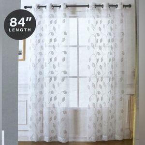 City Scapes Embroidered Leaf Sheer Grommet Panel Pair